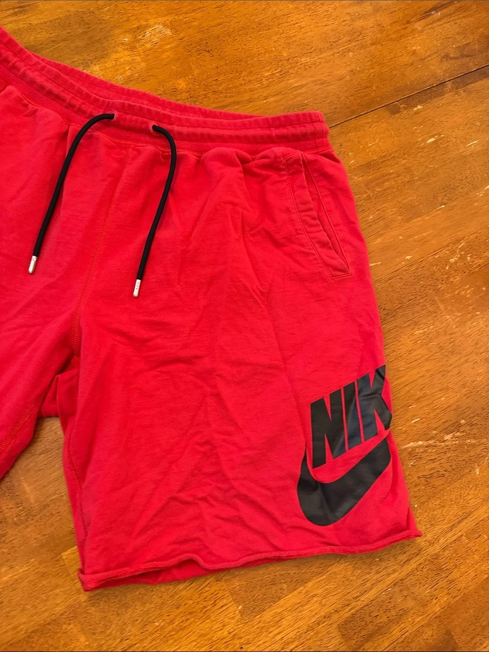 Nike Men’s Red Athletic Shorts with Black Logo xxl